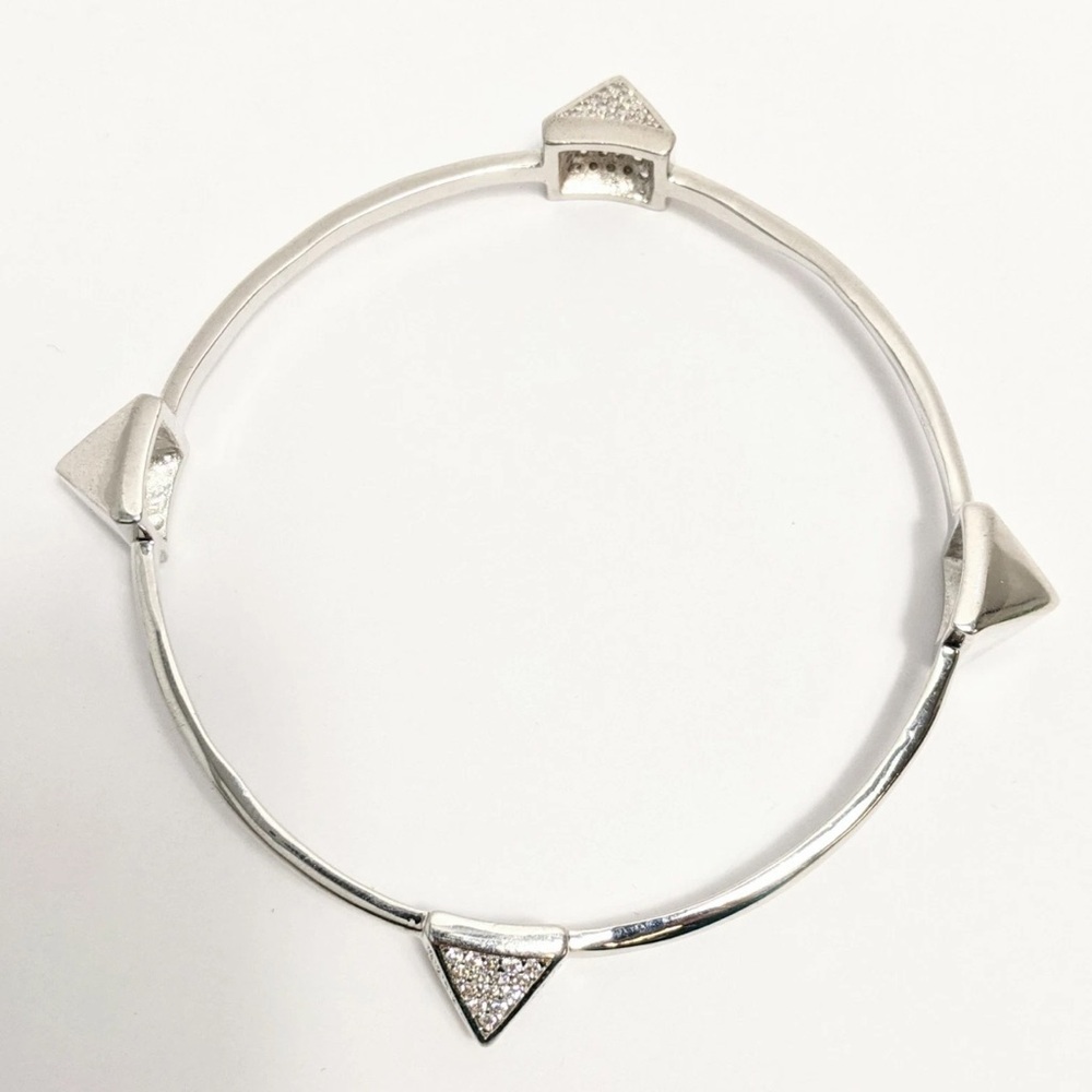 nOir JEWELRY Bangle with Zirconia Pyramids Bracelet in Rhodium
